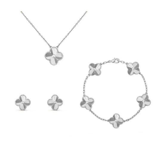 JoySparkle Jewelry The Liora Set - Sliver Guilloché