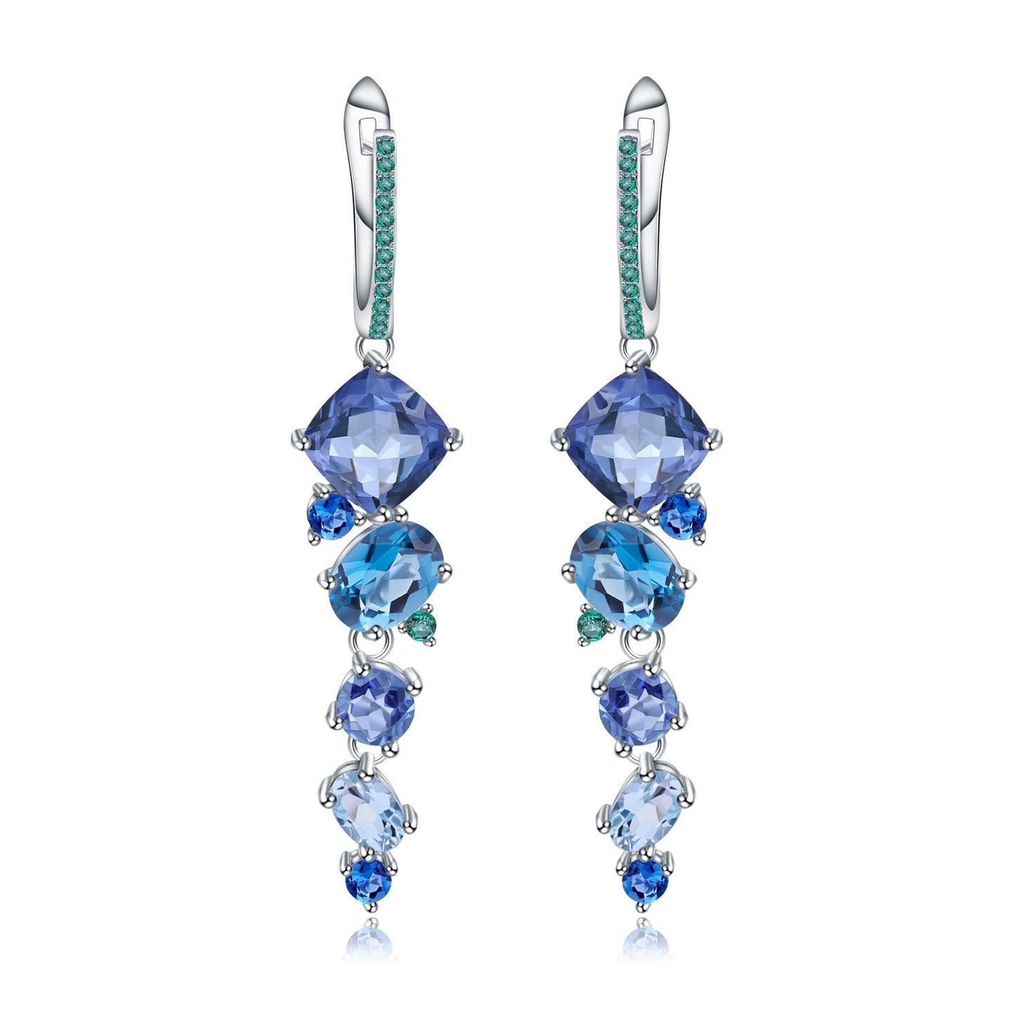 Designer! 925 Silver Natural Colored Gemstones Banquet Premium Luxury Gemstone Earrings
